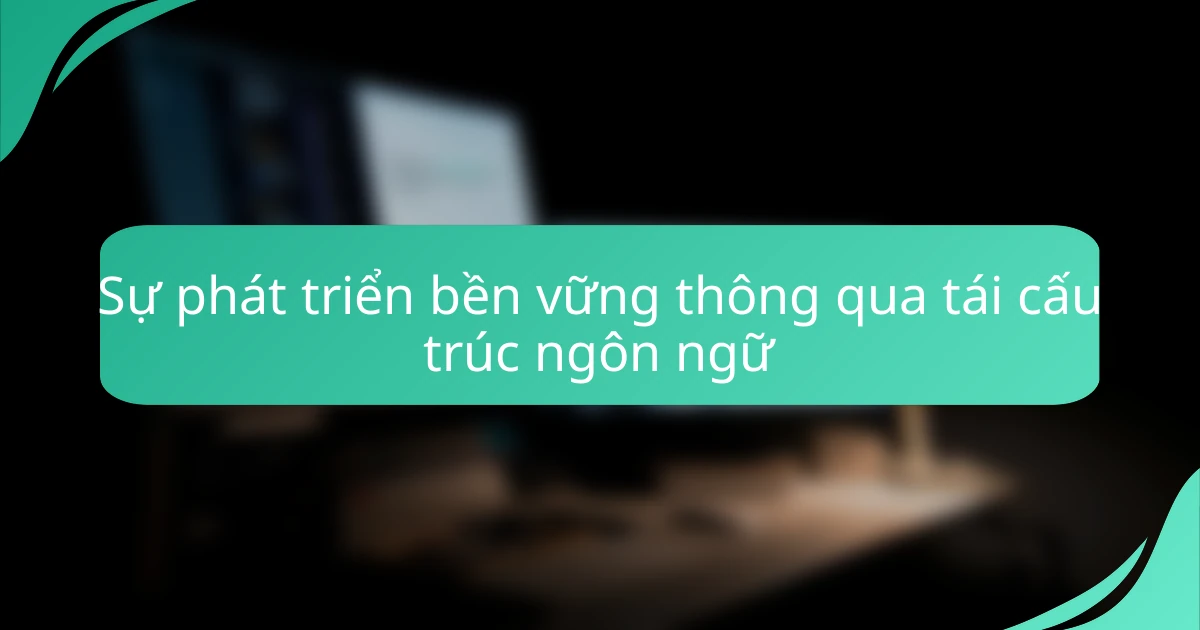 Sự phát triển bền vững thông qua tái cấu trúc ngôn ngữ